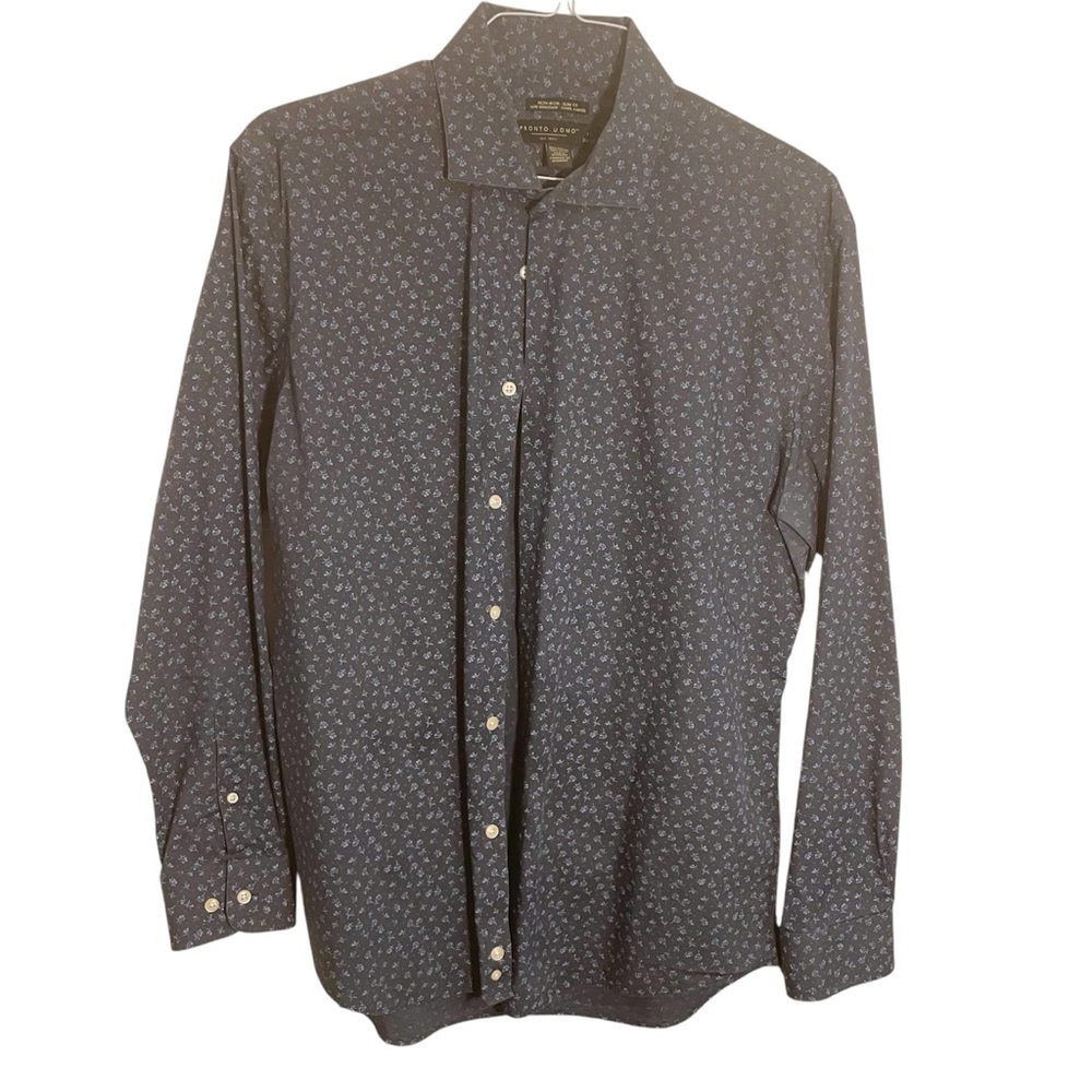 Men's Blue Patterned Shirt Slim Fit